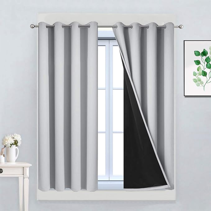 Yakamok Total Blackout Curtains, 2 Thick Layers Completely Blackout Thermal by Yakamok