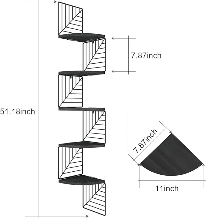 Love-KANKEI Corner Shelf Wall Mount of 5 Tier Rustic Wood Floating Shelves Wall - Image 3