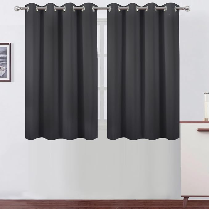 LEMOMO Dark Grey Thermal Blackout Curtains/52 x 45 Inch/Set of 2 Panels Room by Lemomo
