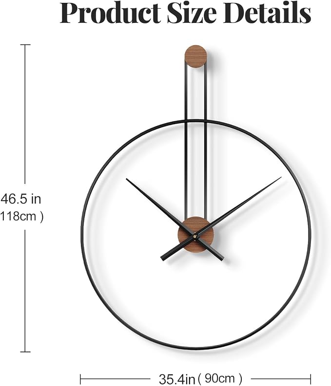 36 Inch Wall Clock Extra Large Minimalist Metal Clock - Image 7