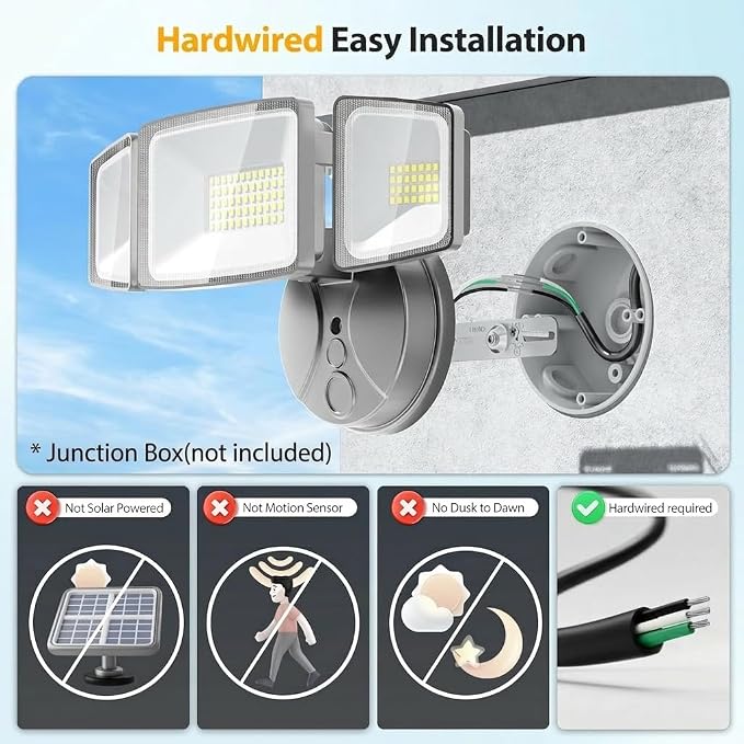 Onforu 75W LED Security Light, 7000LM Brightness Outdoor Flood Light Fixture - Image 2