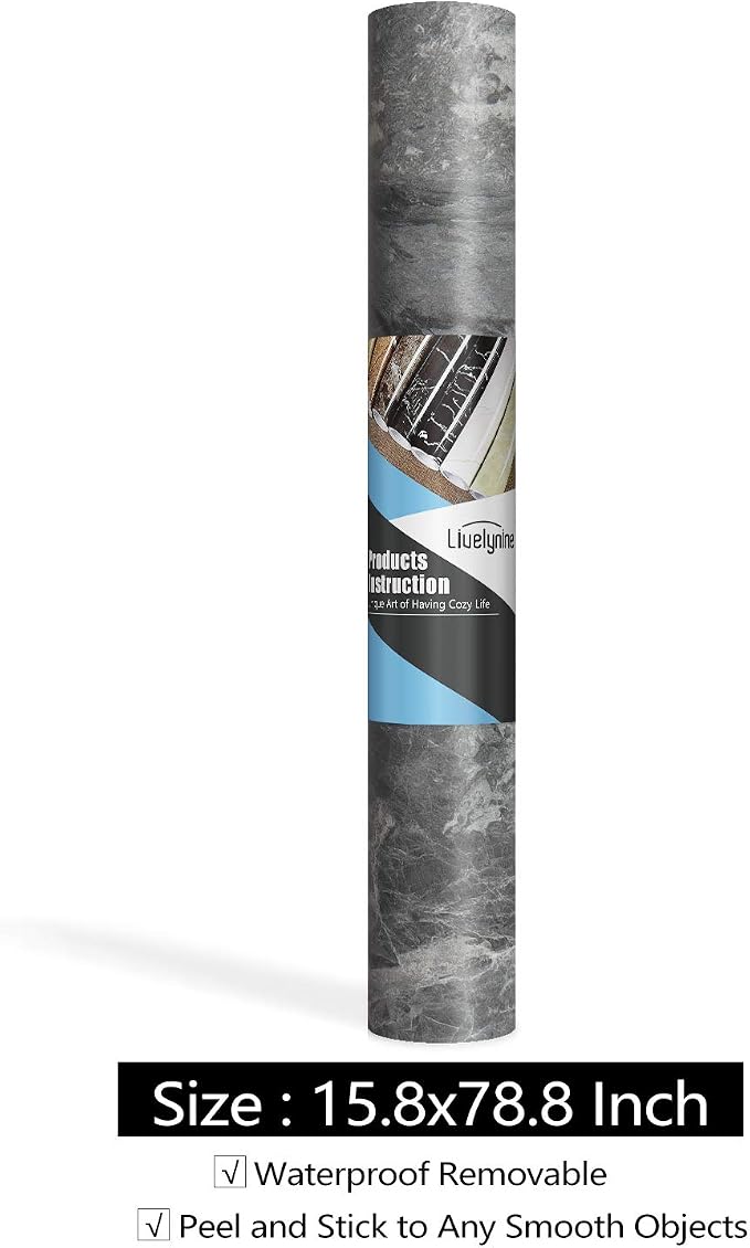 Livelynine Charcoal Concrete Wallpaper Peel and Stick Grey Contact Paper - Image 7