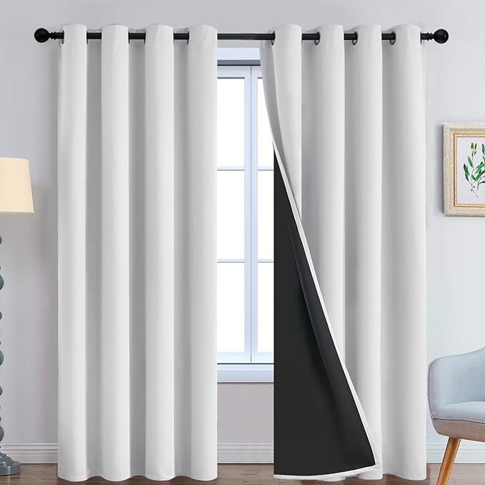 Yakamok 100% Blackout Curtains 90 Inches Long, 2 Thick Layers Heat and Full by Yakamok