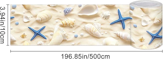 HOMETITUTE Wallpaper Border Peel and Stick Wall Border Sandy Seashell - Image 3