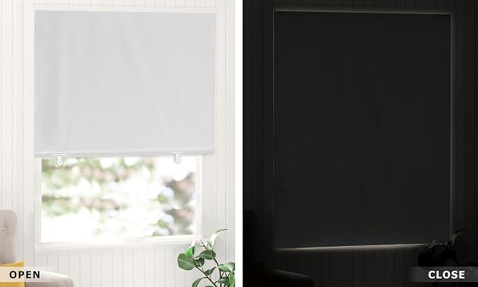 LazBlinds 100% Blackout Roller Shades, No Tools No Drill Cordless Blinds - Image 7