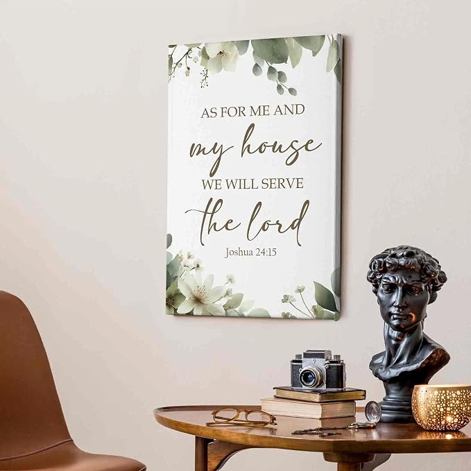 HIWX Christian Wall Decor, as for Me and My House Bible Verses Sage Green - Image 3
