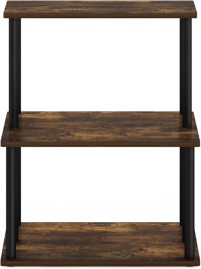 Furinno Turn-N-Tube 3-Tier Toolless Kitchen Storage Shelf, Amber Pine/Black - Image 6