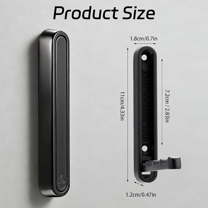 Dntorx 2 Pcs Extended Folding Coat Hooks Wall Mounted, 4.33 in Black Foldable - Image 2