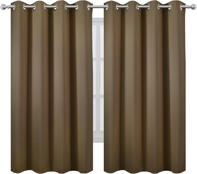 LEMOMO Brown Blackout Curtains 52 x 63 Inch Length/Set of 2 Curtain - Image 2