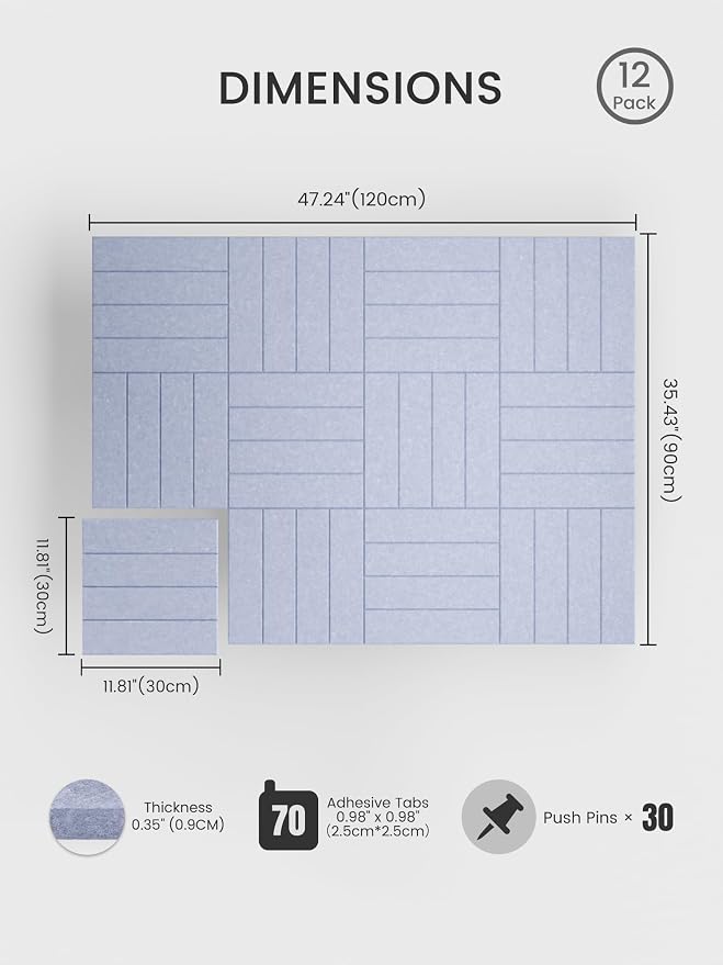 Bumusty Large Cork Board Alternative-48 x 36" Felt Bulletin Board Tiles - Image 2