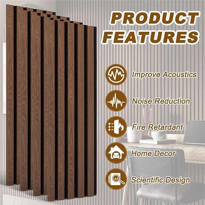 Wood Slat Acoustic Panels, 4 Pack 94.5"x7.9" 3D Wall Panels, Modern Fluted - Image 6