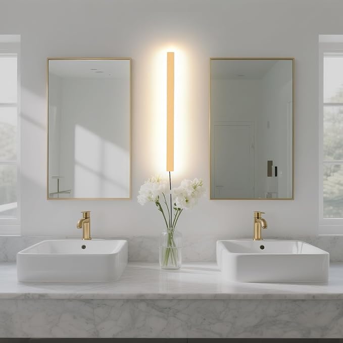 KELUOLY Modern Plug in Wall Sconces, 23.6 inch Frosted Gold LED Long Wall Lights - Image 7