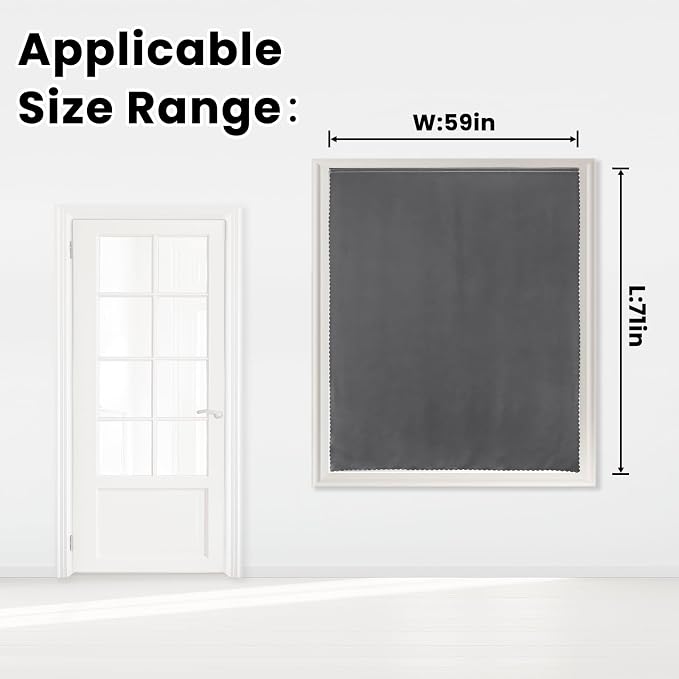 Magic Tape Stick On Curtains Window Shades Pull Down Blackout Window Cover - Image 7
