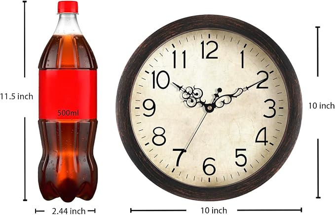 KECYET Wall Clock 10 Inch Vintage Wall Clocks Battery Operated Quartz Silent - Image 4