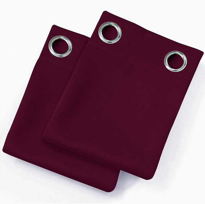 LEMOMO Blackout Curtains 66 x 72 Inch Long Burgundy Red Curtains Set of 2 - Image 9