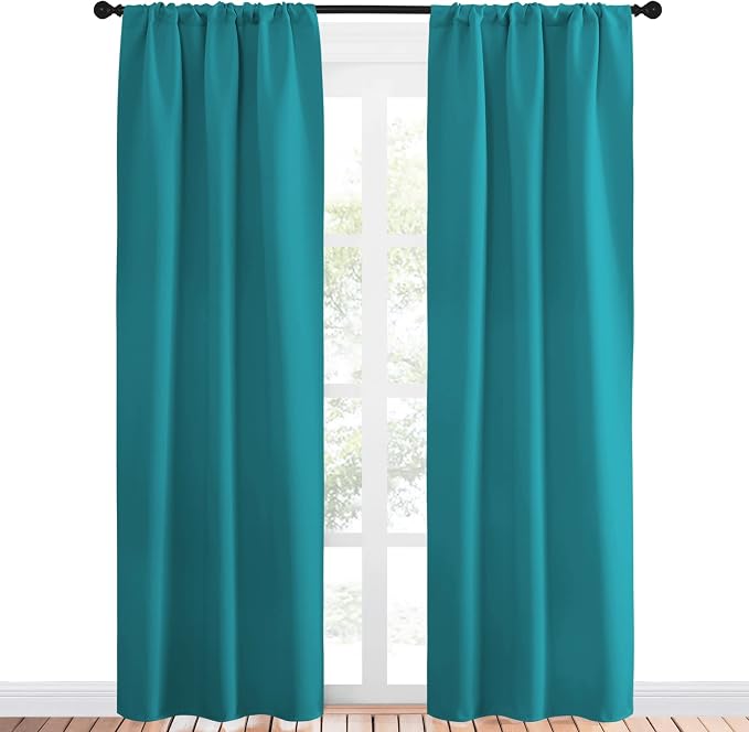 NICETOWN Peacock Blue Blackout Curtains Panels - Image 2