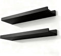 Black Floating Shelves for Wall Decor, Wall Mounted Wood Storage Shelf for by Unknown