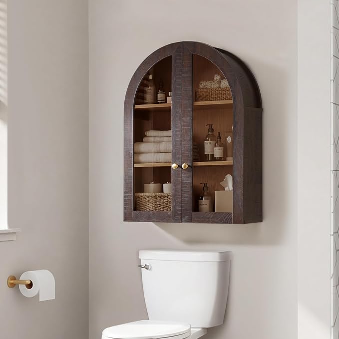 Bathroom Arched Wall Cabinet Over The Toilet Storage Cabinet, 23.5×31.4 Inch - Image 7