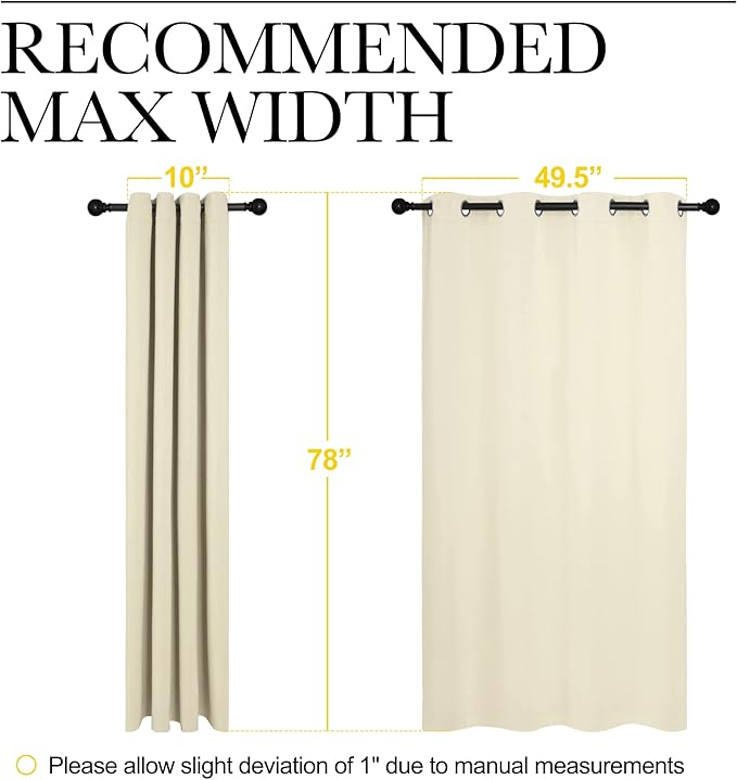 NICETOWN Beige Room Darkening Curtains 78" Long - Image 7