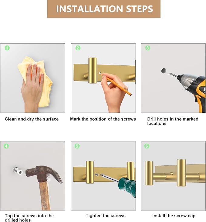 Wall Mounted Coat Rack-3 Hooks, Heavy Duty Stainless Steel Wall Hooks - Image 8