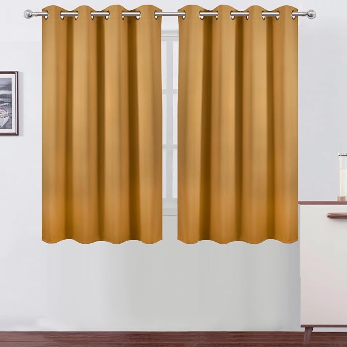 LEMOMO Blackout Curtains 66 x 54 Inch Long Mustard Yellow Curtains Set of 2 by Lemomo