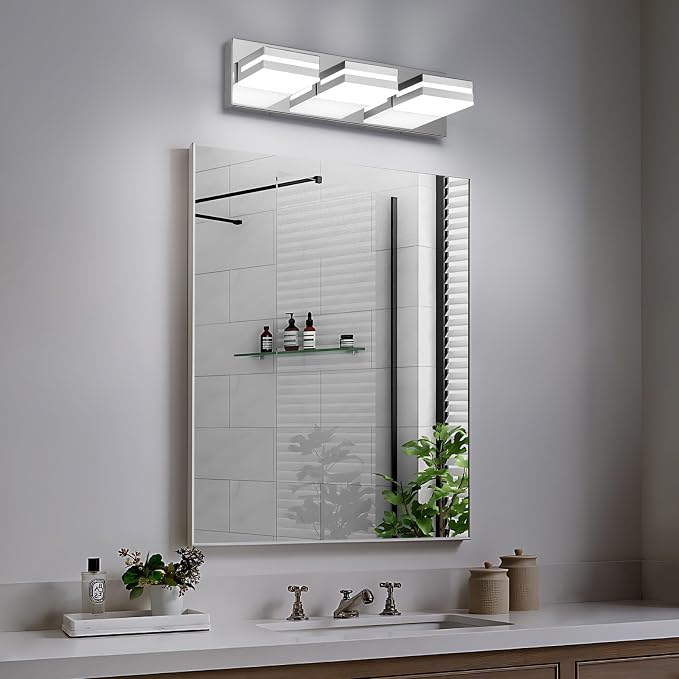 Modern LED Small Bathroom Lights Fixtures 3-Light, Stainless Steel Chrome - Image 7