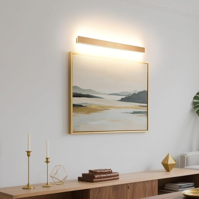 KELUOLY Modern Plug in Wall Sconces, 23.6 inch Frosted Gold LED Long Wall Lights - Image 8
