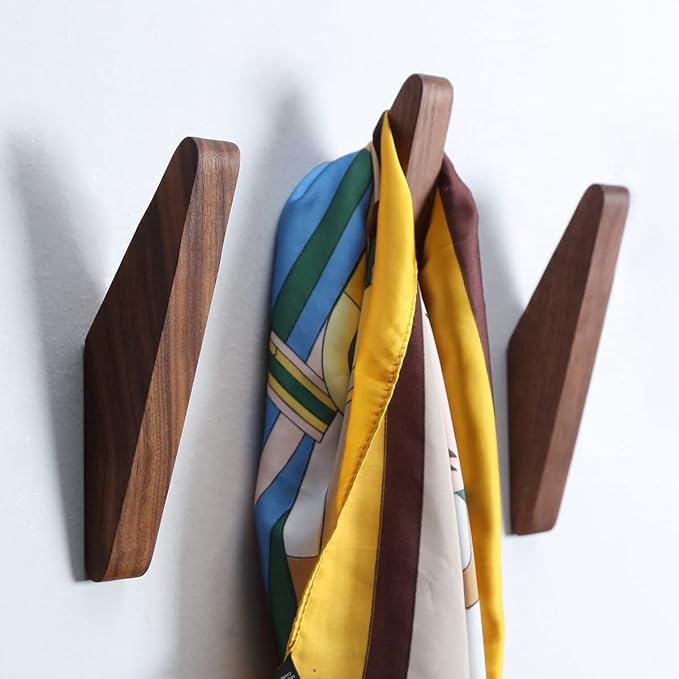 COCOYA 2Pack Wood Hooks Wall Mounted, Minimalist Easy Install Natural Real - Image 4