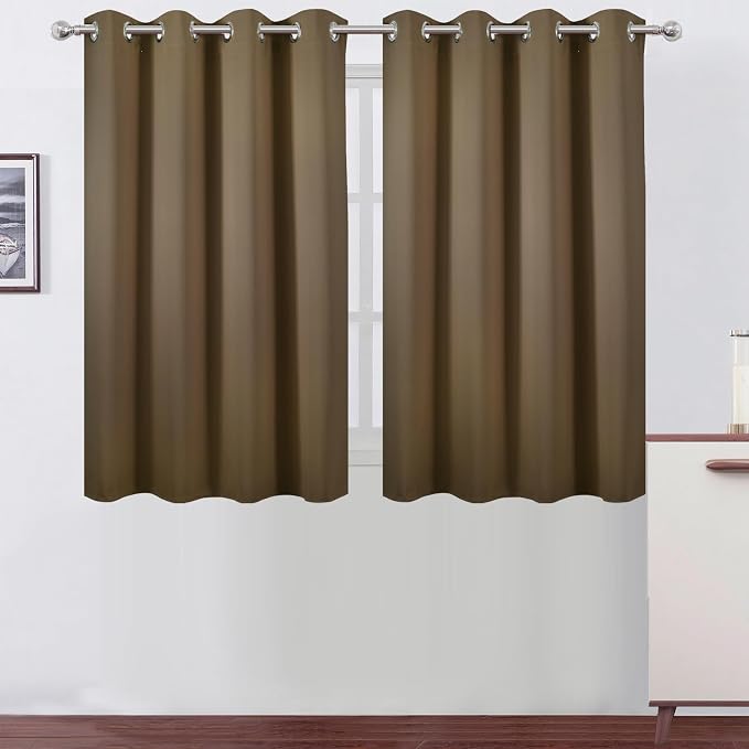 LEMOMO Brown Thermal Blackout Curtains/52 x 45 Inch/Set of 2 Panels Room by Lemomo