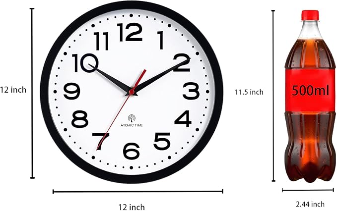 Roymnie Atomic Wall Clock 12 Inch, Modern Clock Battery Operated Classic Analog - Image 3