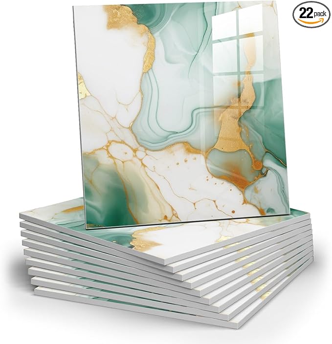 Chejiaye 22pcs Marble Peel and Stick Backsplash Waterproof Washroom Wall Panels by Chejiaye
