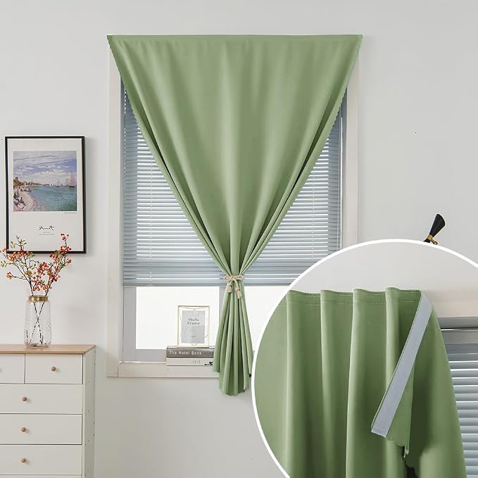 Magic Tape Blackout Curtains for Bedroom No Drillng Self Adhesive Curtains No - Image 2