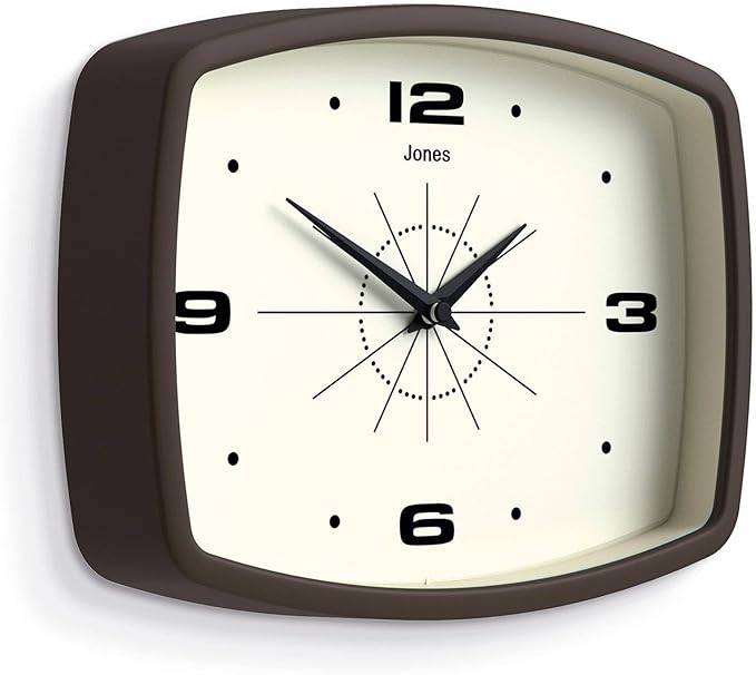 JONES CLOCKS® Movie wall Clock | Retro Rectangular Clock | 10 inch | Mocha - Image 2