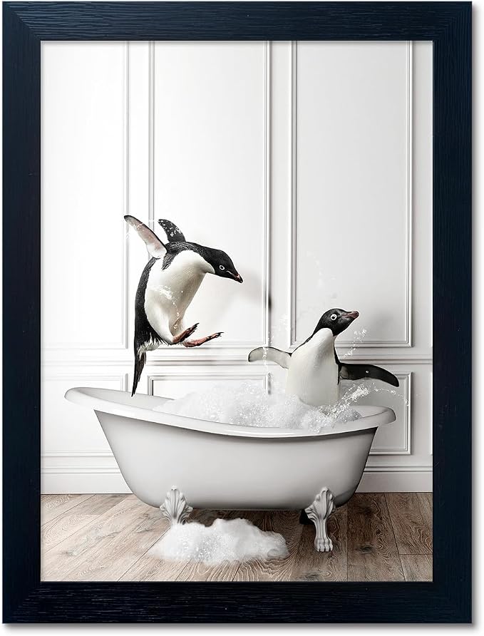 Kids Bathroom Wall Decor Funny Bathroom Wall Art Black and White Wall Decor by Melpa+Art