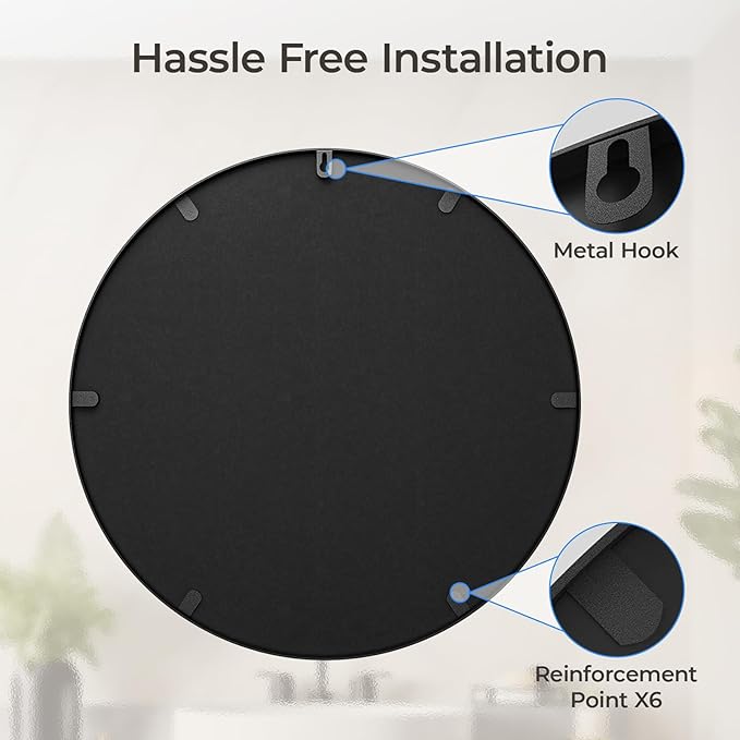 USHOWER Bathroom Mirrors for Over Sink, 30 Inch Circle Mirror - Image 6