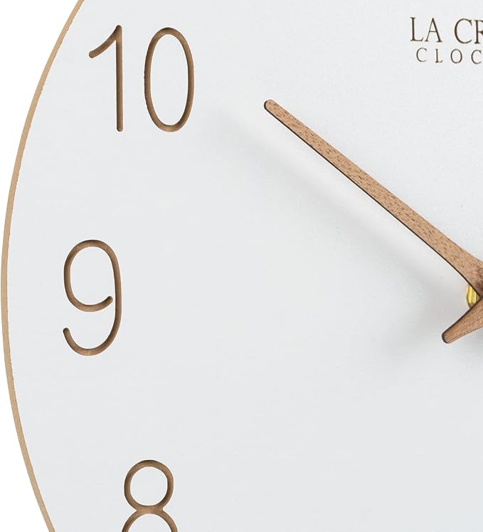 La Crosse Clock 404-3630B 12 inch Ivory Sierra Wood Quartz Analog Wall Clock - Image 3