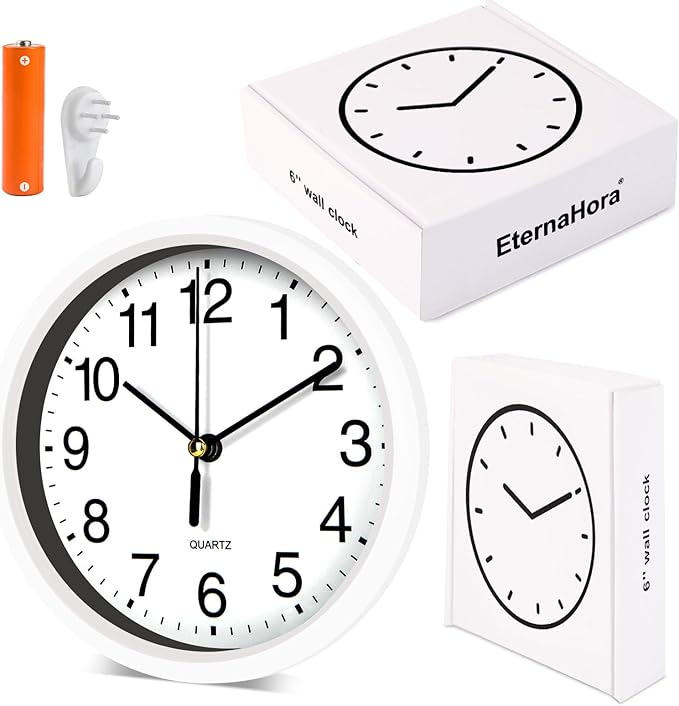 Silent Wall Clock Non Ticking, 6 Inch Wall Clocks Battery Operated, Small - Image 7