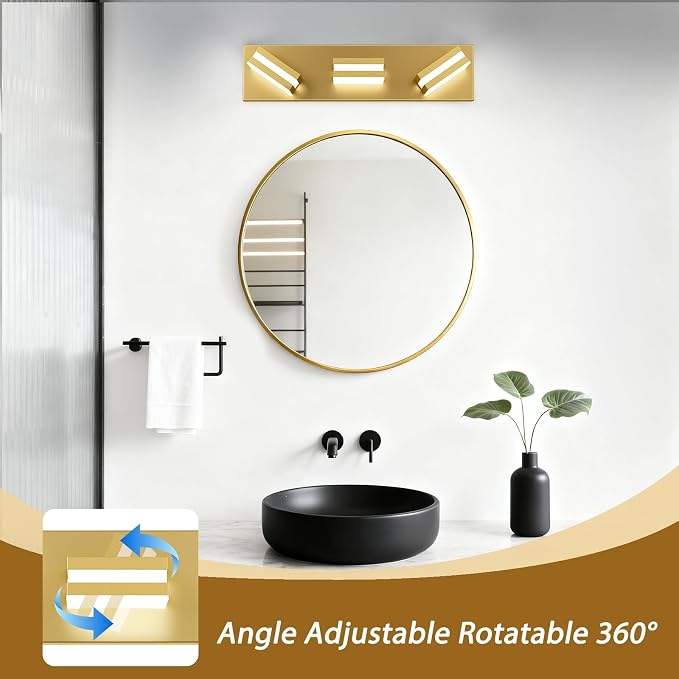 IZORRO LED Modern Bathroom Lights Fixtures, Brushed Glod Acrylic Wall Lighting - Image 2