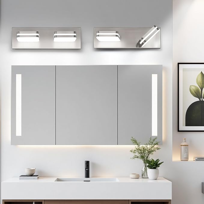 360° Rotate 2-Light LED Bathroom Vanity Light Fixtures, 900LM Acrylic Brushed - Image 4