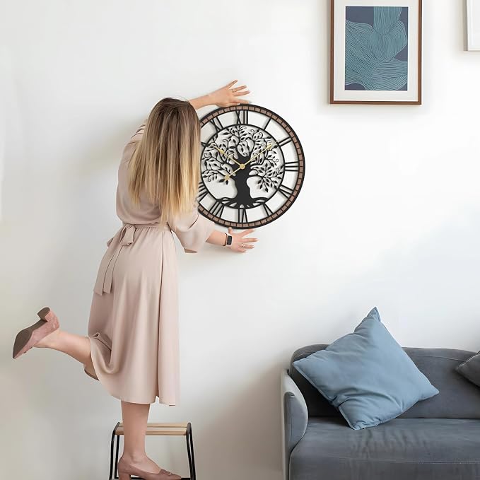 Micasso Wall Clocks Battery Operated: 21Inch Farmhouse Tree of Life Metal - Image 7