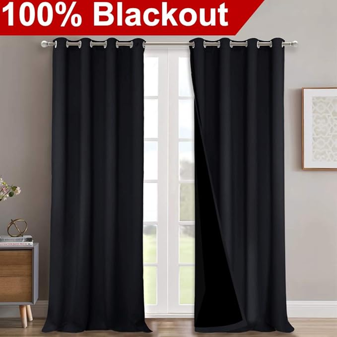 NICETOWN Full Shading Curtains 90 inches Long 2 Panels Set - Image 2