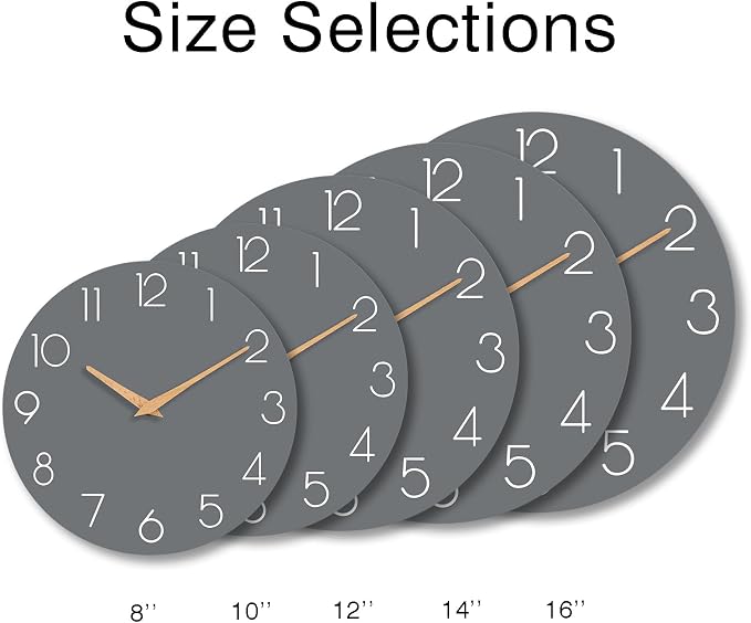 cicininc Wall Clock, 16 Inch Wooden Battery Operated Wall Clocks Silent - Image 3
