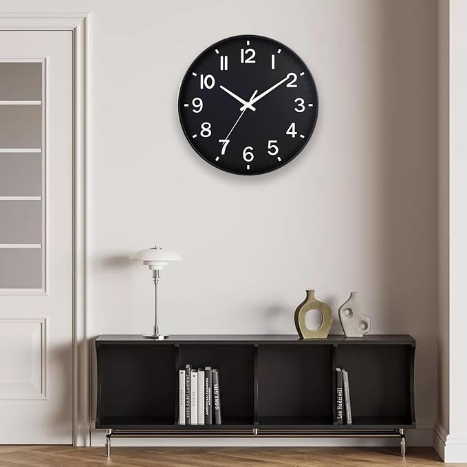 HZDHCLH Black Wall Clocks Battery Operated 12 inch Silent Non Ticking Modern - Image 6