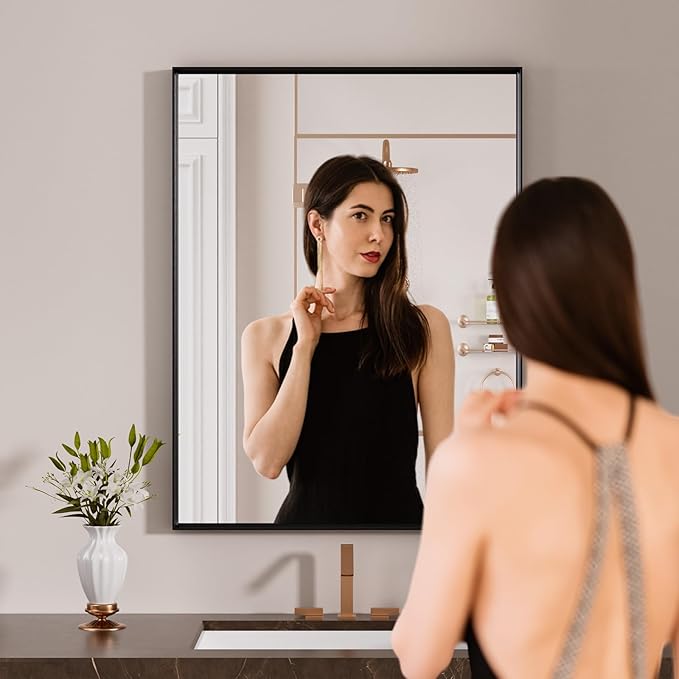 LOAAO Black Bathroom Mirror 20"X30" - Image 2
