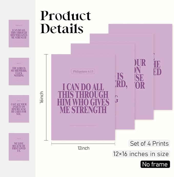 Locomiss Purple Christian Wall Art Decor Posters, Minimalist Jesus Scripture - Image 2