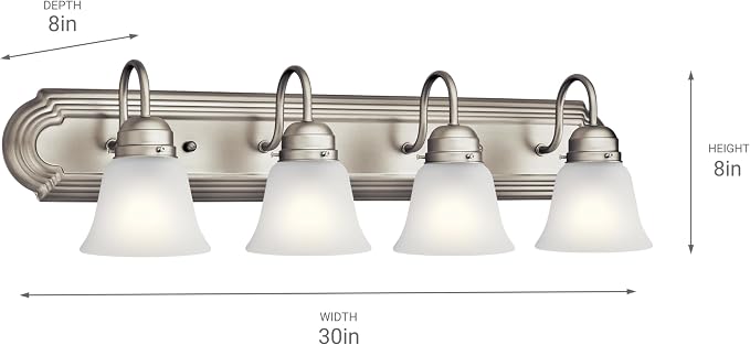 Kichler 30" 4-Light Vanity Bath Light in Brushed Nickel, Modern Bathroom Light - Image 7