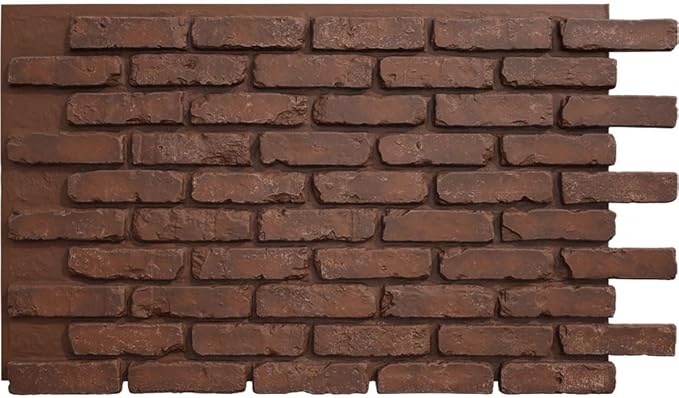 EverStone Aged Brick Faux Brick Panel, 46 7/8"W x 27"H x 1 1/4"D, Pizzeria Color by EkenaMillwork