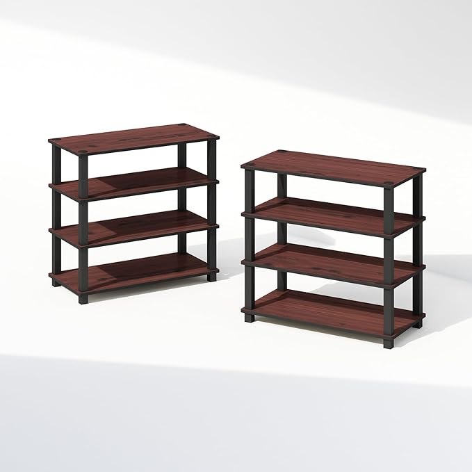 Furinno Turn-N-Tube Storage Shelves Set of 2, 4-Tier Stackable Standing Shelf by Furinno-FitsYourSpaceFitsYourBudget
