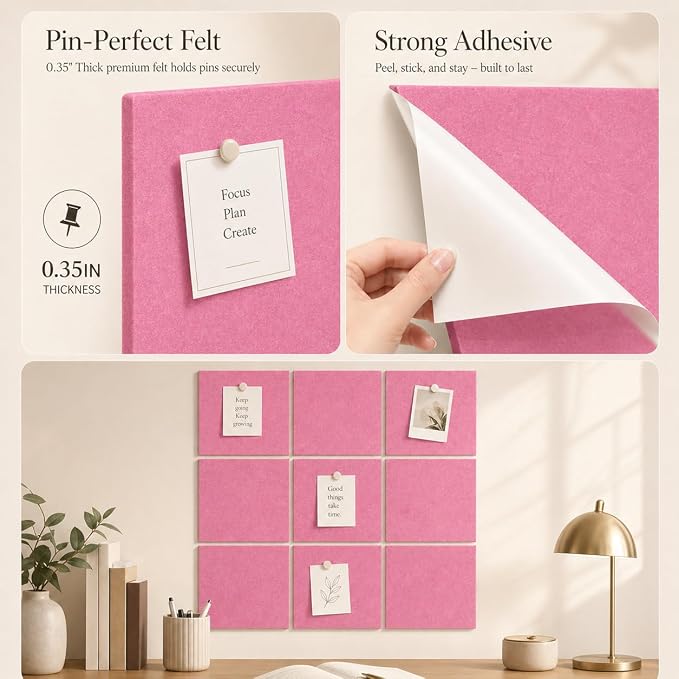 Large Cork Boards for Walls – 48" x 36" Self Adhesive Felt Wall Tiles - Image 3