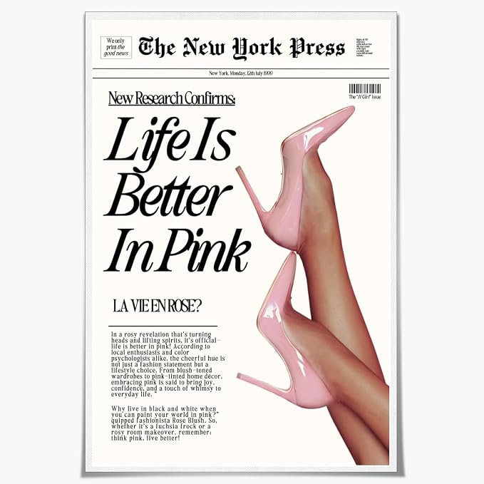 Trendy Baby Pink Poster 70s Canvas Prints The New York Press Wall Art Life Is by Unknown